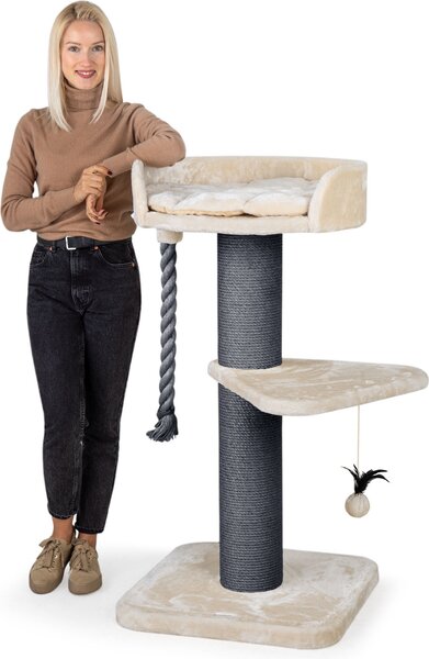 HAPPYPET Premium Scratching Tree Large Cats Stable 'Felix' - Albero per gatti, albero da arrampicata, per Maine Coon, sisal naturale, pali spessi da 18 cm, altezza 120 cm