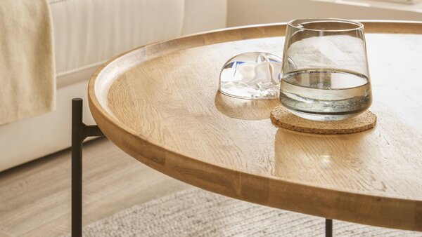 Tavolino Treviso | rotondo | rovere massiccio / nero