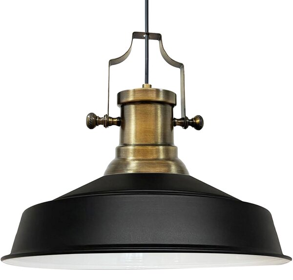 Lampada a sospensione a sospensione industriale in metallo nero, Ø40cm, E27, lampada vintage