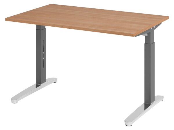 Scrivania bümö Serie XB - Dimensioni: 120 x 80 cm, finitura: noce, struttura: grafite/alluminio lucido