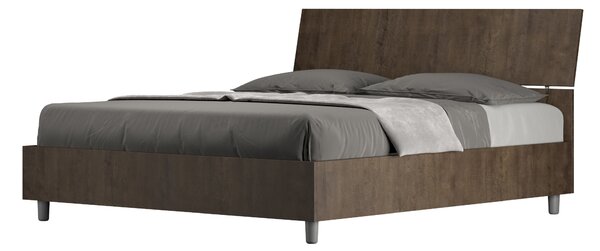 Letto Matrimoniale 160x190 cm con Rete e Contenitore Testata Inclinata Demas Noce