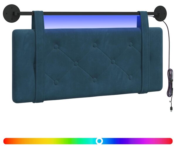 Testiera sospesa Con luce LED Blu Velluto