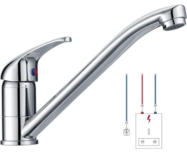 Miscelatore monocomando per lavabo, cromato, con bocchetta girevole