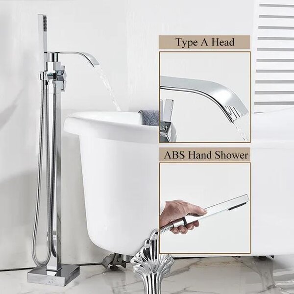 Rubinetto per vasca da bagno freestanding - Miscelatore per vasca da bagno a pavimento - Miscelatore monocomando - Acqua calda/fredda - Ottone con cartuccia in Vetroceramica - Cromato