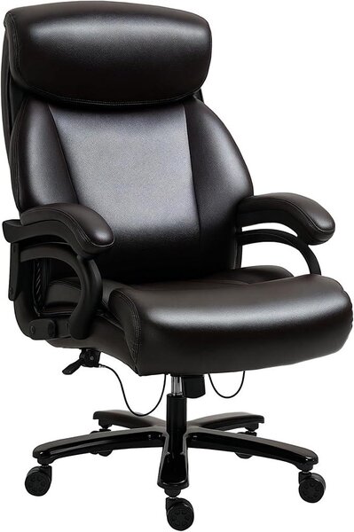 Sedia da ufficio, modello executive, con funzione basculante, portata massima 180 kg, colore marrone, dimensioni 72x83x114-122 cm. Sedia da gaming, girevole, con imbottitura spessa, design ergonomico, regolabile in altezza, rivestita in ecopelle