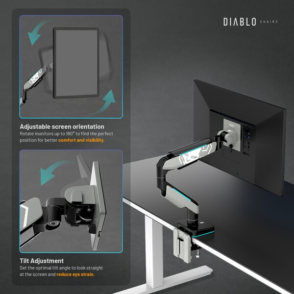 Supporto per monitor da 49" grigio-nero con LED RGB X-ARM