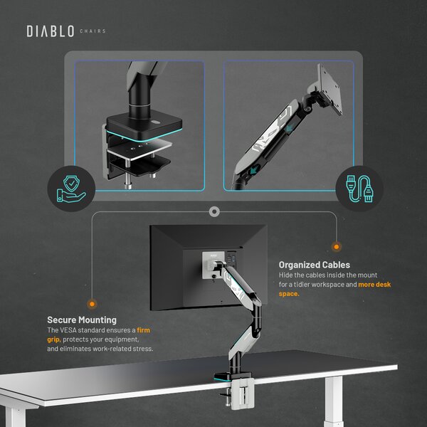 Supporto per monitor da 49" grigio-nero con LED RGB X-ARM