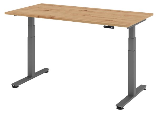 Scrivania elettrica bümö XDSM - Dimensioni: 160 x 80 cm, finitura: rovere nodoso, struttura: grafite