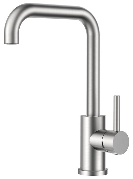 Rubinetto da cucina, miscelatore da cucina a 360° girevole, acciaio inossidabile, monocomando a forma di L