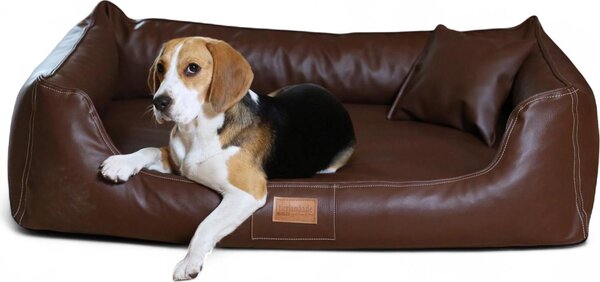 Tierlando® Letto ortopedico per cani Maddox divano per cani in Pelle finta cani di taglia media cani di taglia grande divano per cani XL XXL - Dimensioni: 150x100cm | Colore: 01 Brown