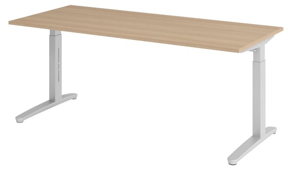 Scrivania bümö serie XB - Struttura: argento, dimensioni: 180 x 80 cm, finitura: rovere