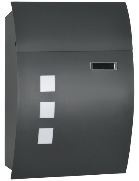 Cassetta Postale Esterna HOMCOM In Metallo - Con 2 Chiavi E 3 Finestre | 36.5x11.5x29cm Nero - Foto 9
