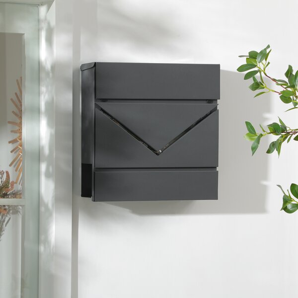 HOMCOM Cassetta Postale in Acciaio Zincato con Portagiornali e 2 Chiavi di Sicurezza, 37x10.5x37 cm, Grigio|Aosom