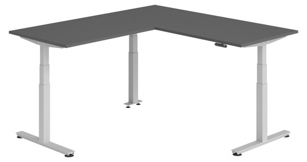 Scrivania angolare bümö regolabile elettricamente in altezza, forma a L - Struttura: argento, decorazione: grafite, dimensioni: scrivania angolare 180 x 200 cm
