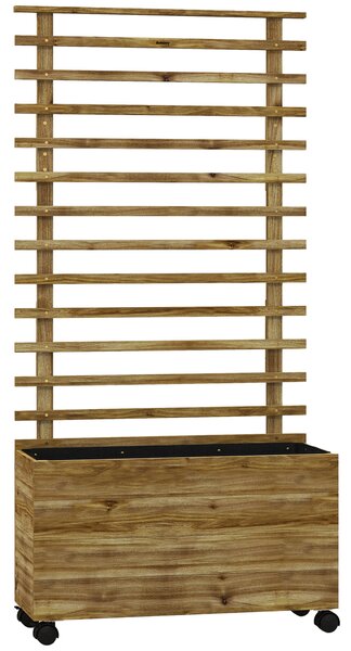 Outsunny Fioriera Verticale con 4 Ruote e Traliccio per Piante Rampicanti in Legno, 76x30x155 cm, Color Legno | Aosom Italy
