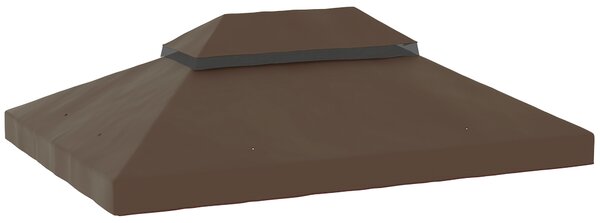 Outsunny Copertura per Gazebo da Giardino 3x4 m a 2 Livelli in Tessuto Oxford 600D con Fori di Drenaggio, Caffè | Aosom Italy