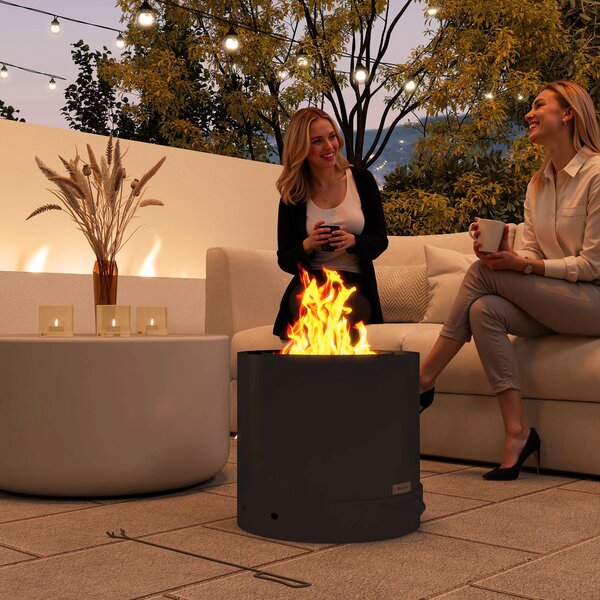 Outsunny Braciere Ø45 x 42 cm in acciaio inossidabile, con attizzatoio e raccoglicenere, Nero | Aosom Italy