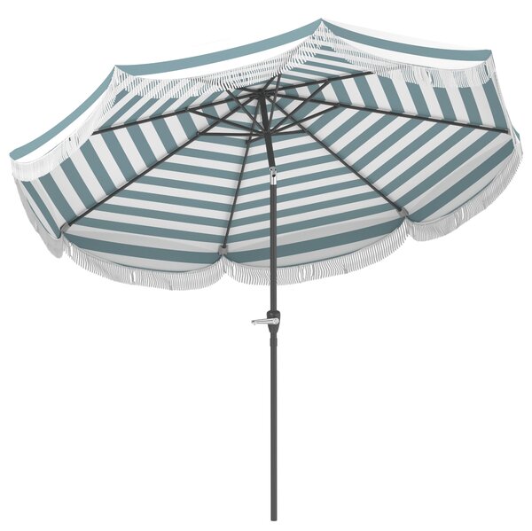 Outsunny Ombrellone da giardino 2,7 m, inclinabile UPF 30+ con manovella, 8 stecche, Azzurro chiaro e bianco | Aosom Italy