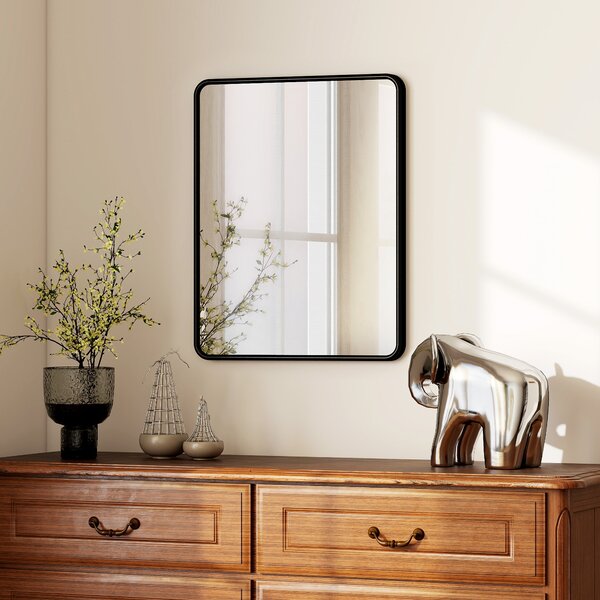 HOMCOM Specchio da parete rettangolare, moderno con cornice in metallo, 50 x 40 cm, Nero | Aosom Italy