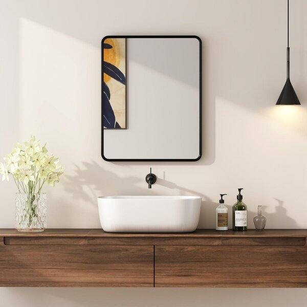 HOMCOM Specchio da parete rettangolare, moderno con cornice in metallo, 50 x 40 cm, Nero | Aosom Italy