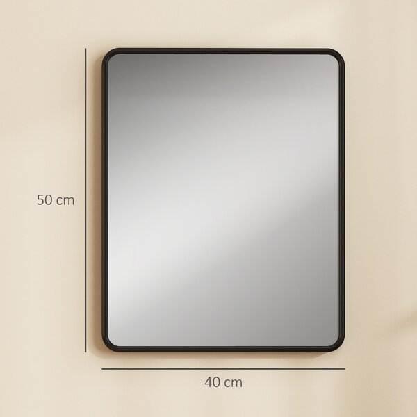 HOMCOM Specchio da parete rettangolare, moderno con cornice in metallo, 50 x 40 cm, Nero | Aosom Italy