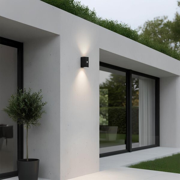 Applique GU10 con Sensore di Movimento IP65 Bidirezione - Nera