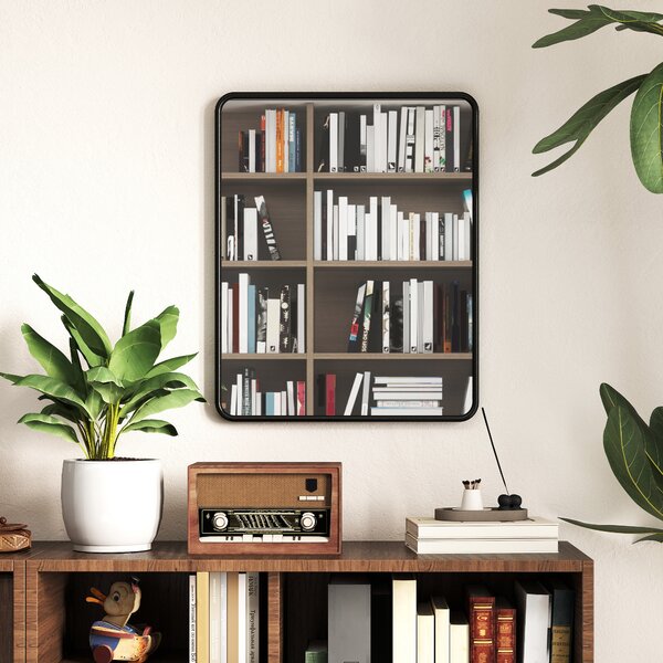HOMCOM Specchio da parete rettangolare, moderno con cornice in metallo, 50 x 40 cm, Nero | Aosom Italy