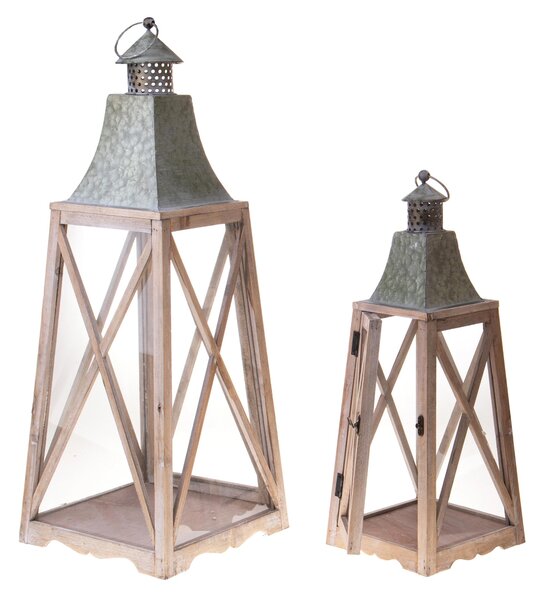 Set 2 Lanterne in Legno H 75 cm