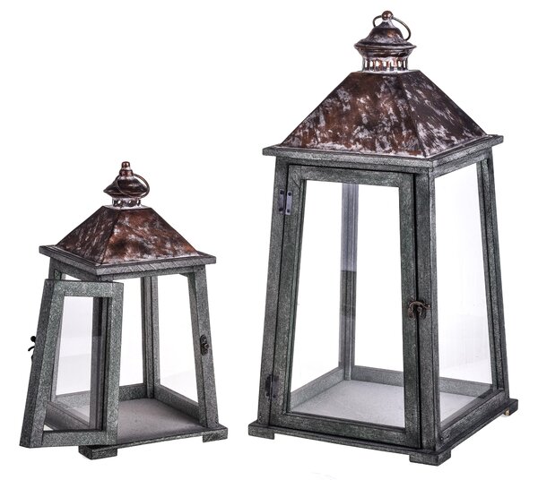Set 2 Lanterne in Metallo H 59 cm