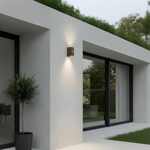 Applique GU10 con Sensore di Movimento IP65 Bidirezione - Corten