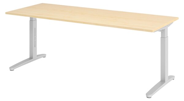 Scrivania bümö Serie-XB - Finitura: impiallacciatura di acero, struttura: argento, dimensioni: 200 x 80 cm