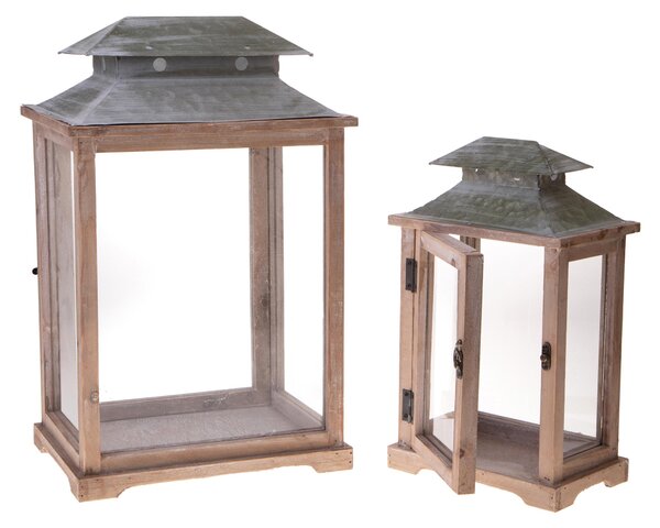 Set 2 Lanterne in Legno H 47 cm