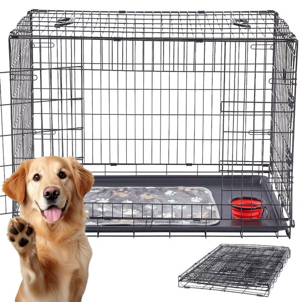 AREBOS gabbia per cani 92,5x60x66 cm box pieghevole per cani box da trasporto L