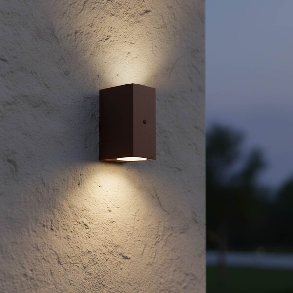 Applique Rettangolare 2xGU10 con Sensore Crepuscolare IP65 - Corten