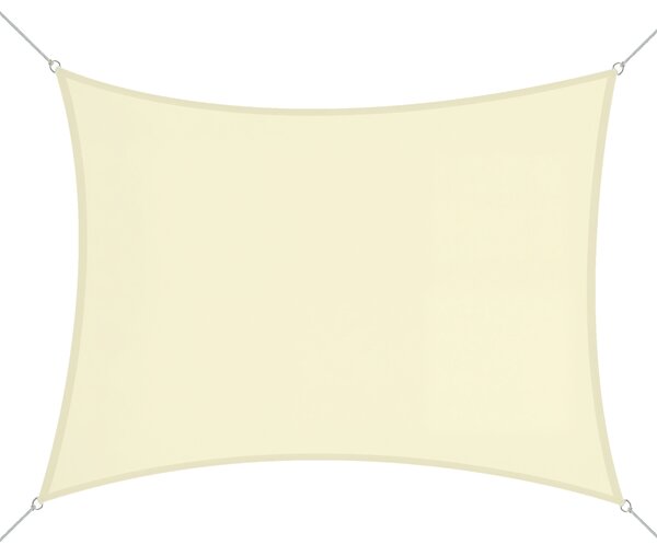 Outsunny Vela Ombreggiante Rettangolare, Tenda da Sole per Esterno in Poliestere Anti UV Traspirante 3x4m Bianco crema|Aosom
