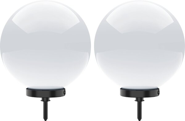 Selltec Lampada sferica KIRA SET 2 SET Lampada da esterno, IP44 Lampada sferica opalina da giardino, per esterni, terrazza