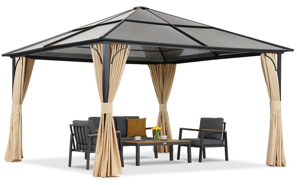 Gazebo moderno da giardino Santiago 4x4m con tende Garden Point beige
