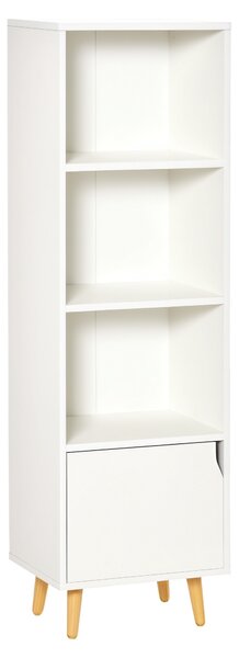 HOMCOM Armadietto Libreria Elegante, Scaffale Multifunzione con 3 Ripiani e 1 Armadietto, 40x30x129.5cm - Bianco|Aosom