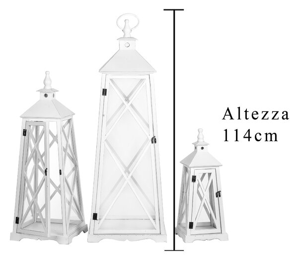 Set 3 Lanterne in Legno H 112 cm
