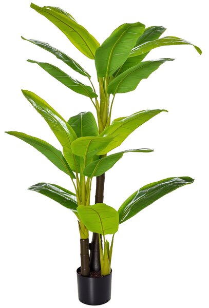 HOMCOM Banano Pianta in Vaso, Albero di Banano Artificiale, Pianta Finta per Interno ed Esterno, 150cm|Aosom