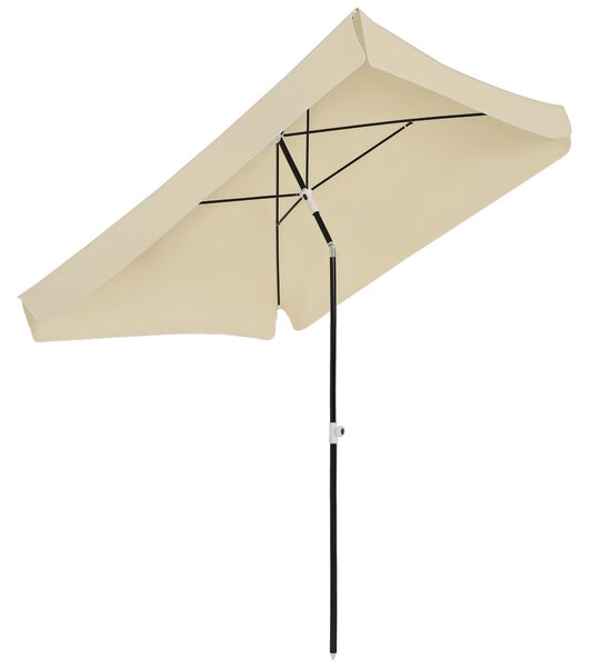 Outsunny Ombrellone da Esterno 198x195cm, Terrazza, Giardino con Tettuccio Quadrato, Regolabile e Portatile, Bianco Crema|Aosom