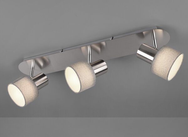 Faretti da soffitto di design con paralumi rotondi in tessuto, 3 punti luce orientabili, lampade da soffitto