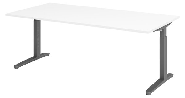 Scrivania bümö serie XB - Decorazione: bianco, struttura: grafite, dimensioni: 200 x 100 cm