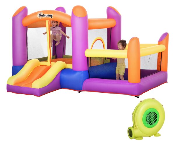 Outsunny Castello Gonfiabile Gioco per Bambini con Scivolo e Piscina per Giardino, Multicolor, 280x 250x170cm|Aosom