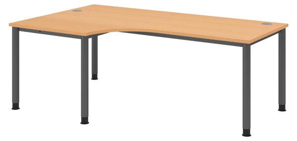Scrivania bümö Serie H - Finitura: faggio, Struttura: grafite, Dimensioni: scrivania angolare 200 x 120 cm