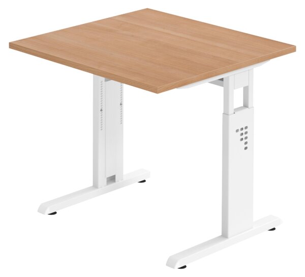 Bümö Scrivania Serie-O - Dimensioni: 80 x 80 cm, Decorazione: Noce, Struttura: Bianco