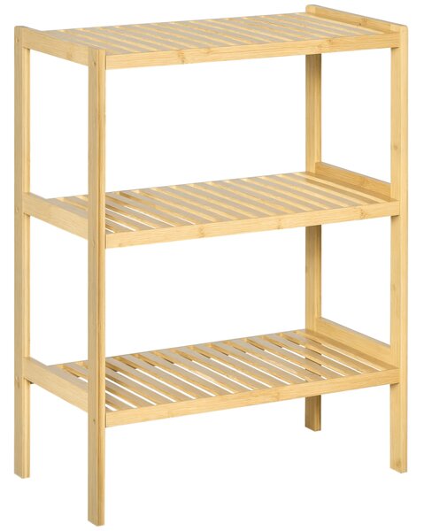 HOMCOM Mobile Multiuso 3 Livelli in Bambù, Versatile per Bagno, Salotto, Cucina, 62x33x80cm - Naturale e Salvaspazio|Aosom