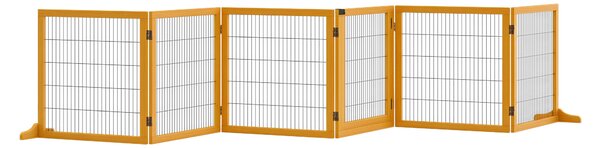 PawHut Cancelletto per Cani di Piccola/Media Taglia in Legno e Acciaio con 6 Pannelli Pieghevoli, 432x36x70cm|Aosom