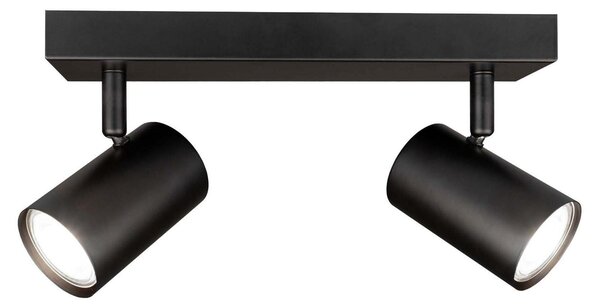 Ledvion, plafoniera a LED, colore nero, rettangolare, 2 luci, attacco GU10, 3W, luce bianca neutra