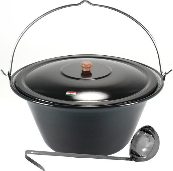 Bollitore per gulasch Grillplanet® da 30 litri Coperchio e mestolo